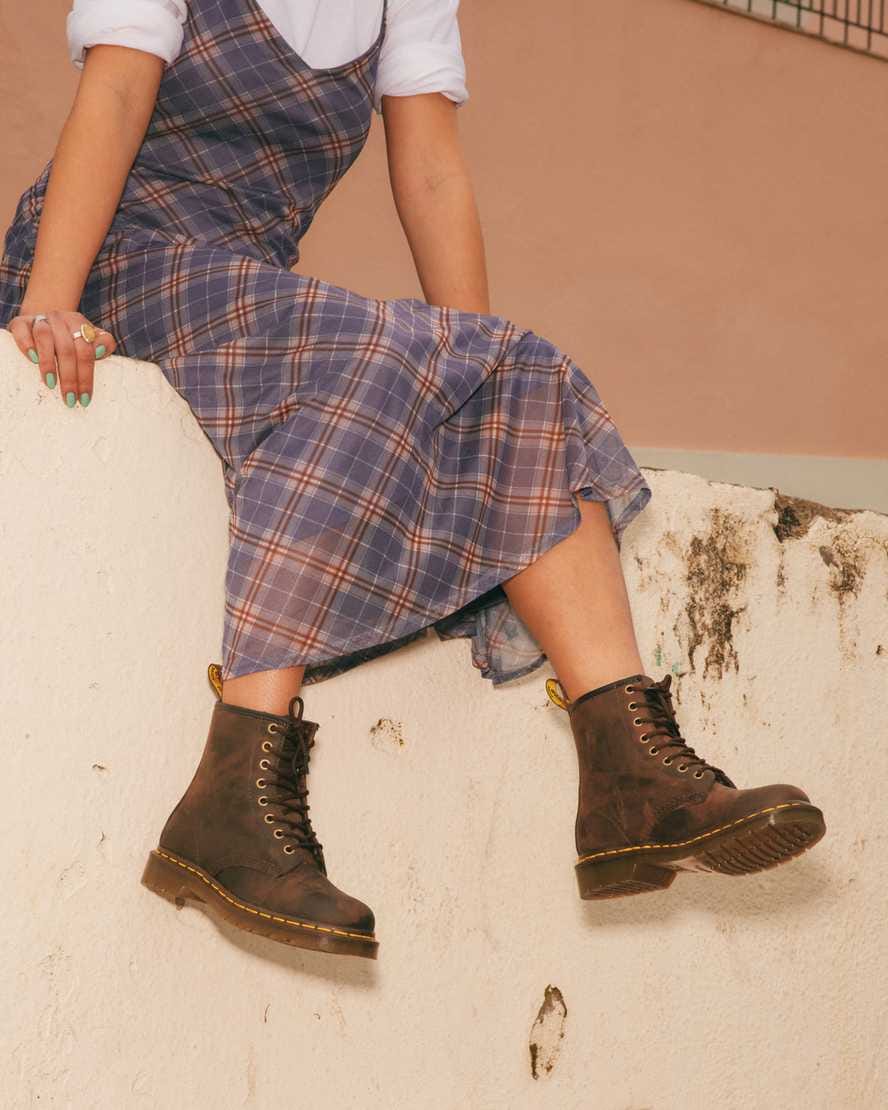 1460 Crazy Horse Leather Lace Up Boots — Brown