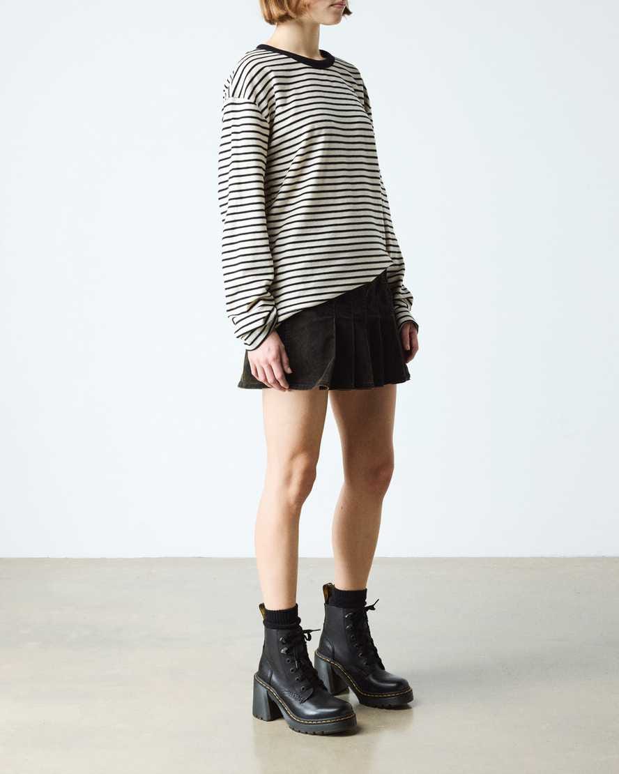 Jesy Sendal Leather Lace Up Flared Heel Boots — Black
