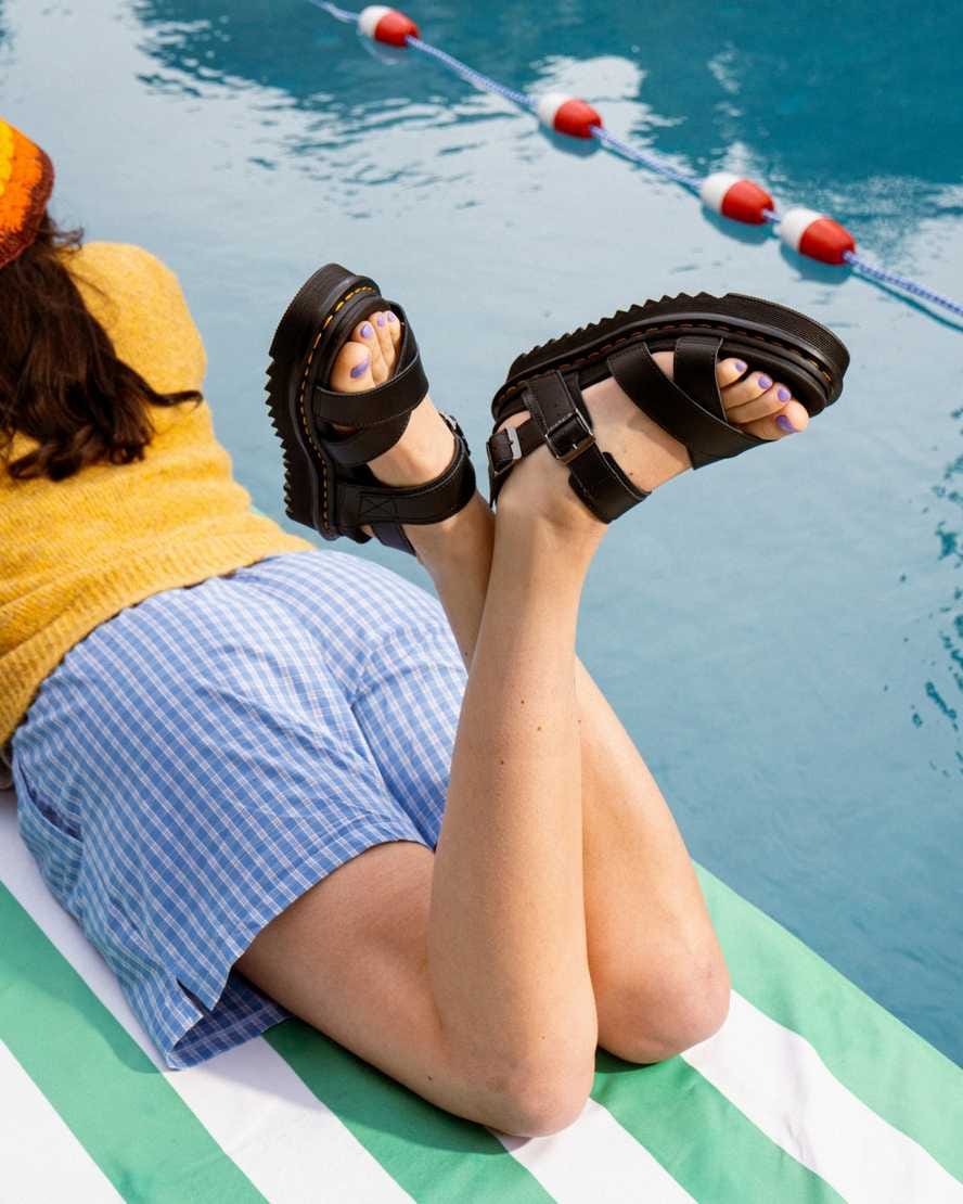 Voss II Athena Leather Strap Sandals — BLACK
