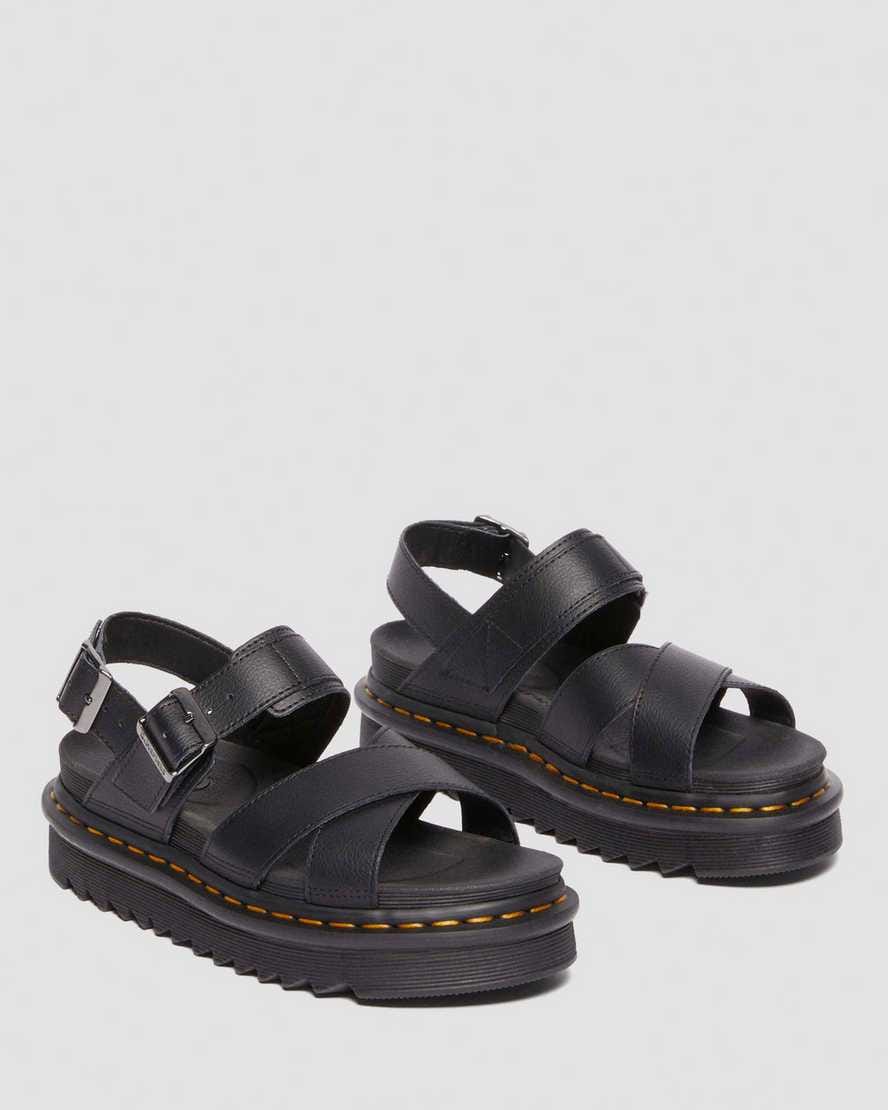 Voss II Athena Leather Strap Sandals — BLACK