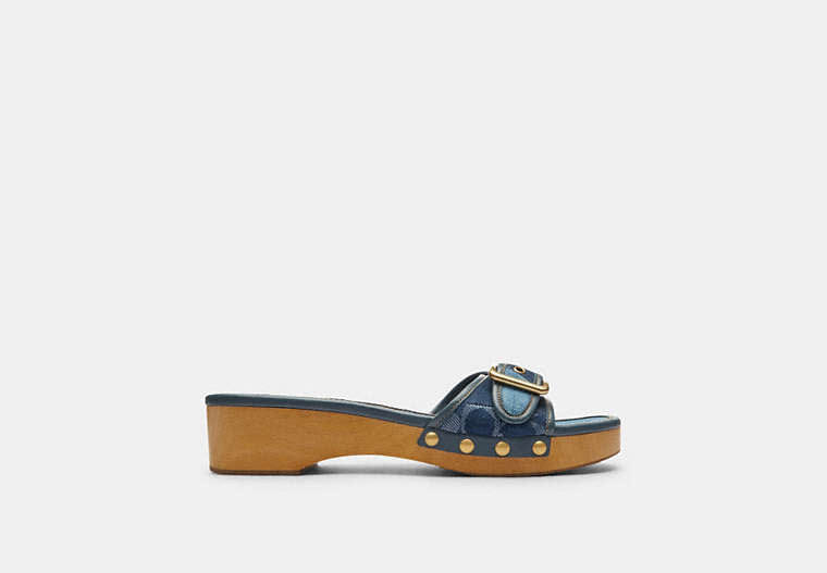 Margot Wooden Sandal With Signature Denim Patchwork
