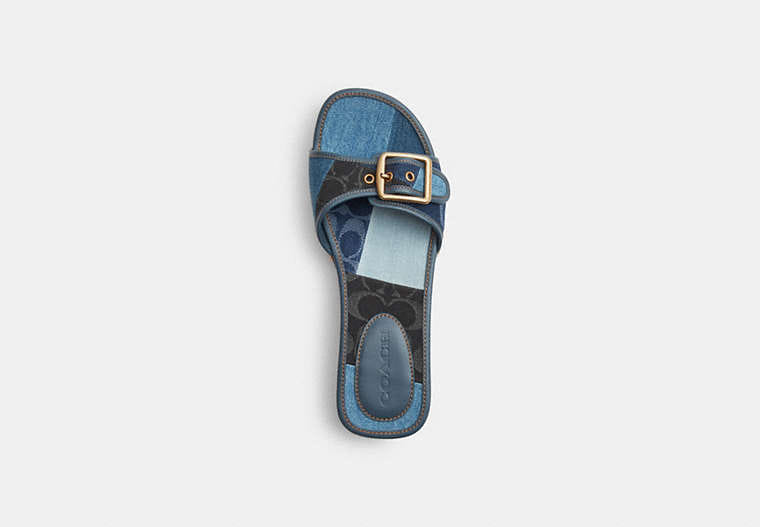 Margot Wooden Sandal With Signature Denim Patchwork