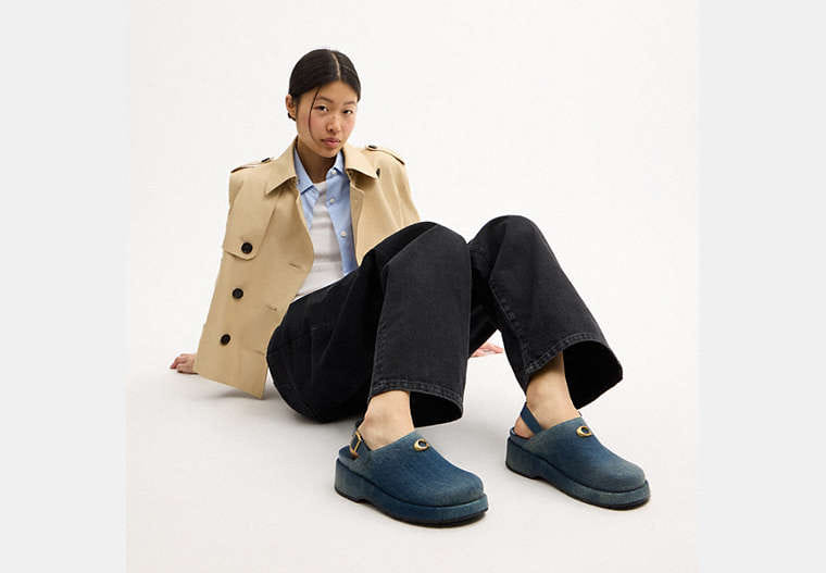 Sculpted C Platform Clog In Loved Denim