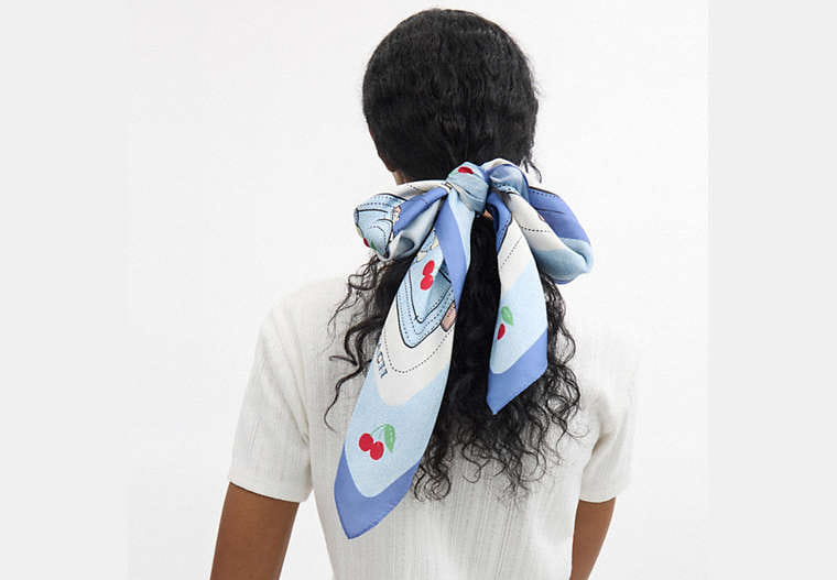 Tabby Cherry Print Silk Square Scarf