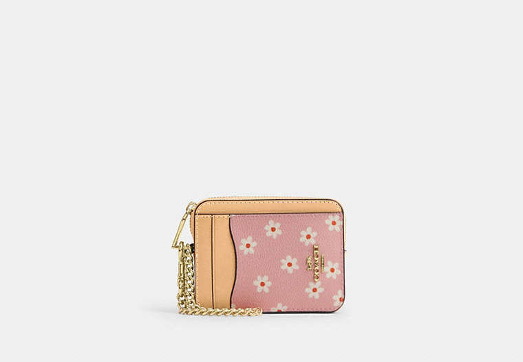 Zip Card Case With Floral Print