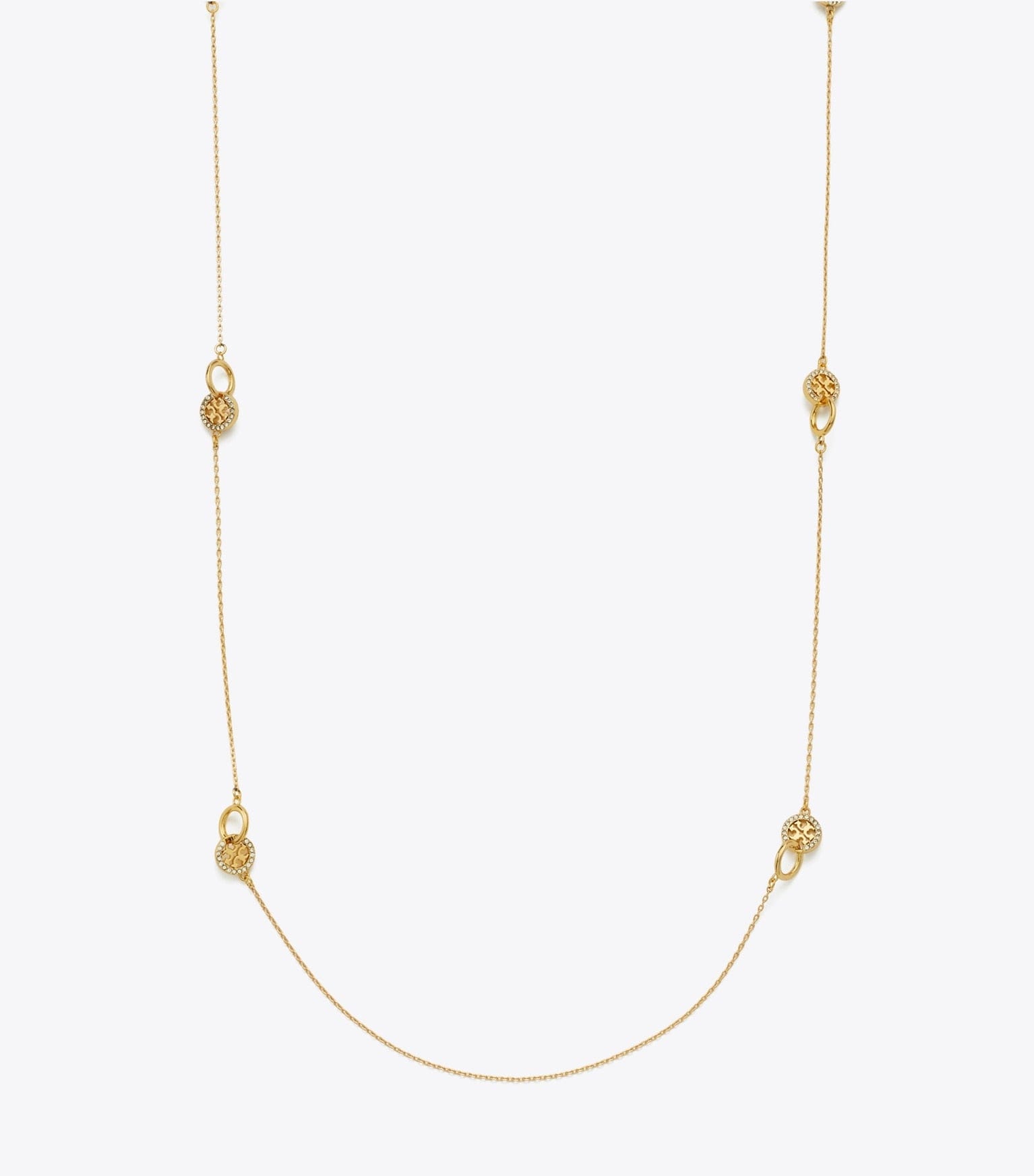Long Icon Pavé Interlocking Necklace