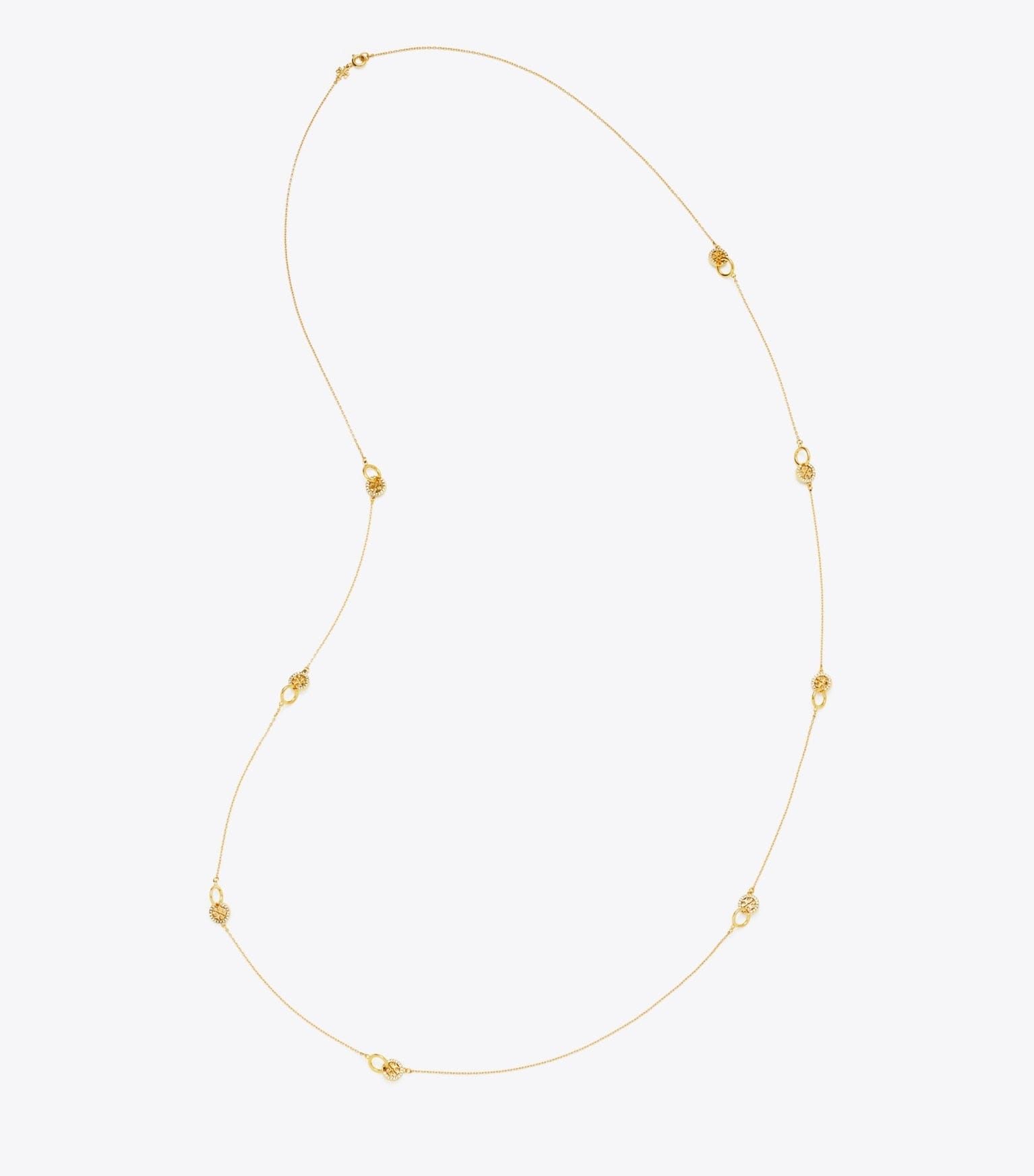 Long Icon Pavé Interlocking Necklace