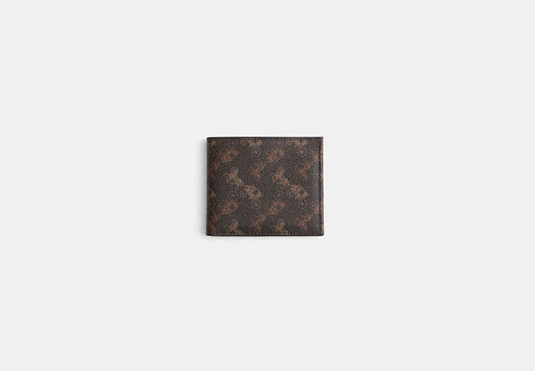 Restored Double Billfold Wallet With Horse And Carriage Print
