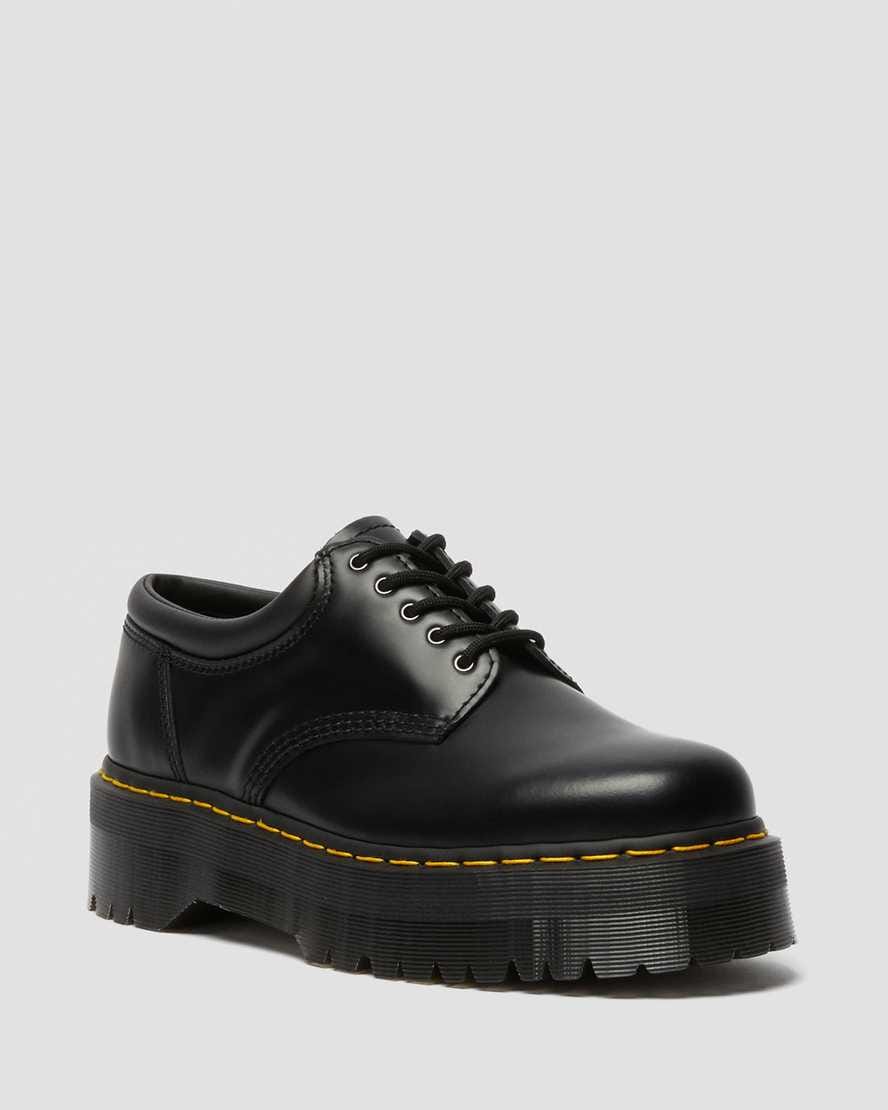 8053 Leather Platform Casual Shoes — Black