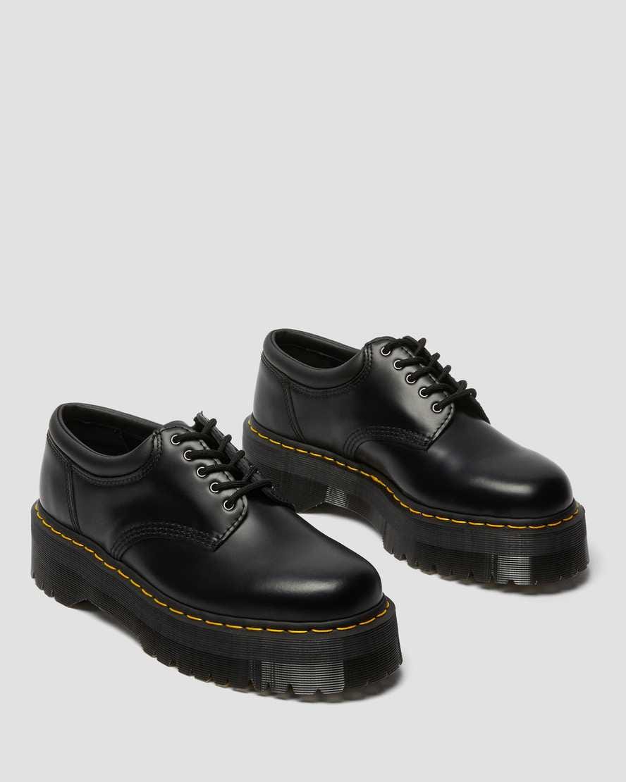 8053 Leather Platform Casual Shoes — Black