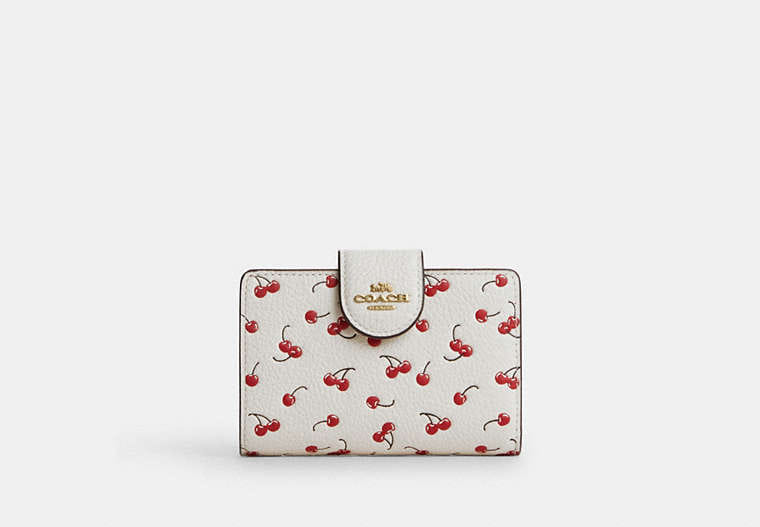 Medium Corner Zip Wallet With Cherry Print