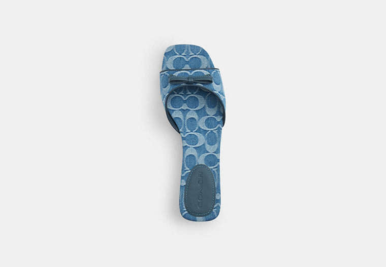 Bow Kitten Heel Sandal In Signature Denim