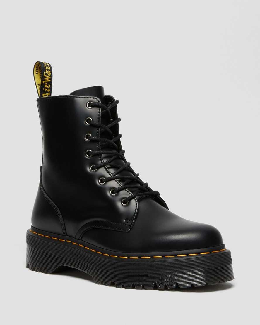 Jadon Boot Smooth Leather Platforms — Black