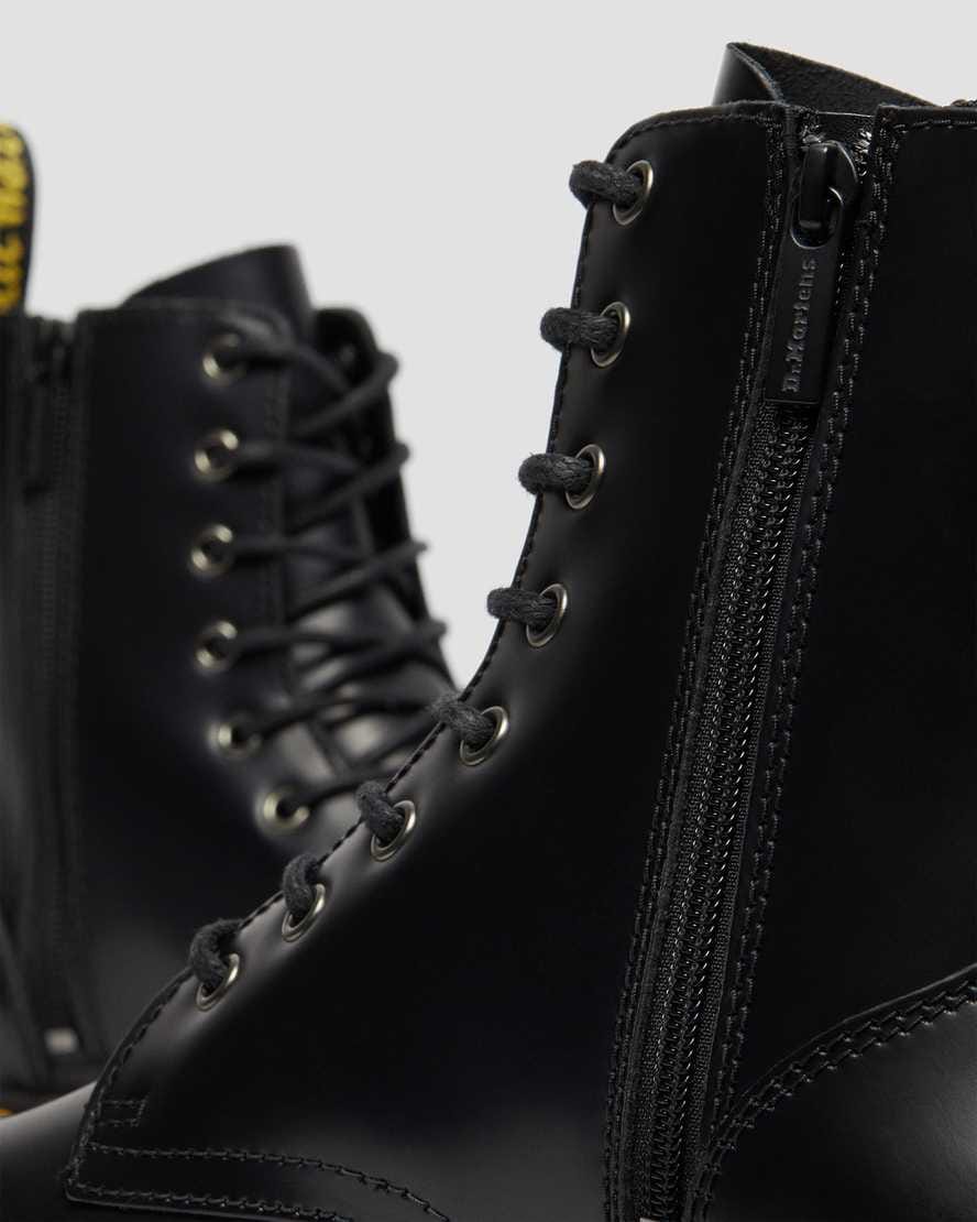 Jadon Boot Smooth Leather Platforms — Black