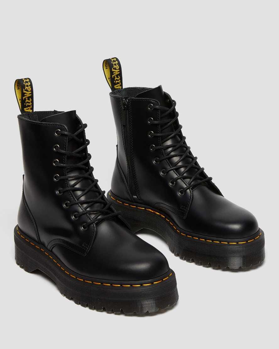 Jadon Boot Smooth Leather Platforms — Black
