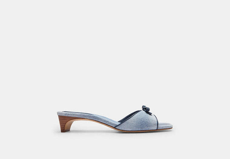 Bow Kitten Heel Sandal In Loved Denim