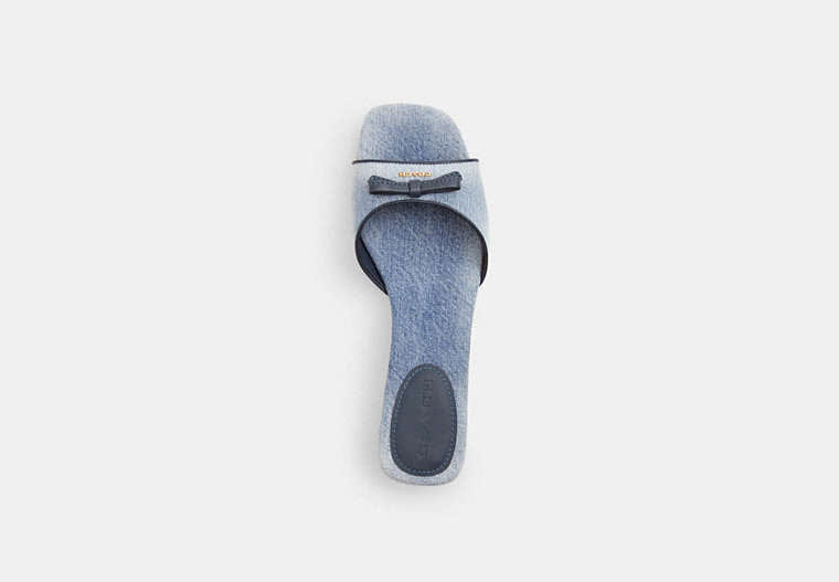 Bow Kitten Heel Sandal In Loved Denim
