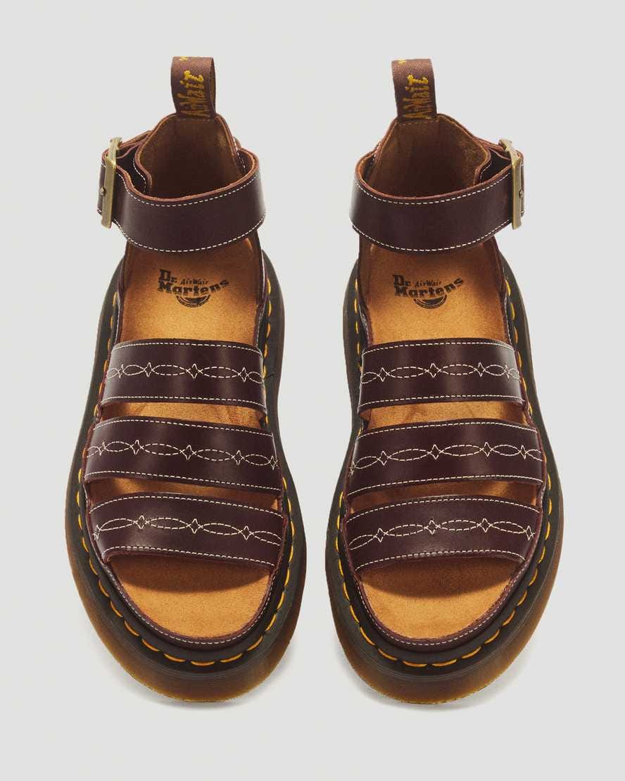 Clarissa II Quad Desert Rodeo Classic Pull Up Leather Sandals — Dark Brown