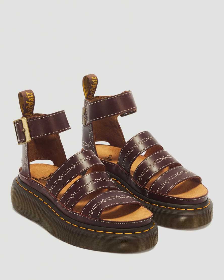 Clarissa II Quad Desert Rodeo Classic Pull Up Leather Sandals — Dark Brown
