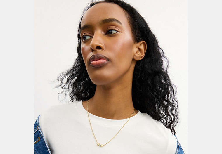 Cube Pearl Rondelle Pendant Necklace