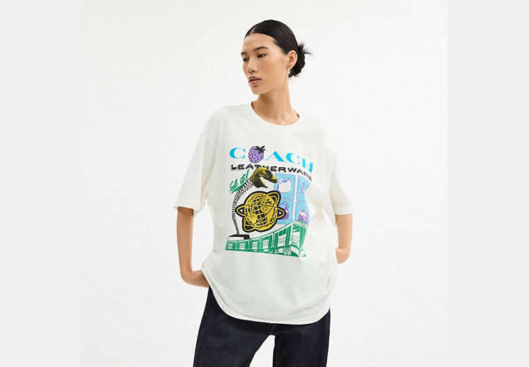 Collage Train Relaxed T-Shirt In Organic Cotton