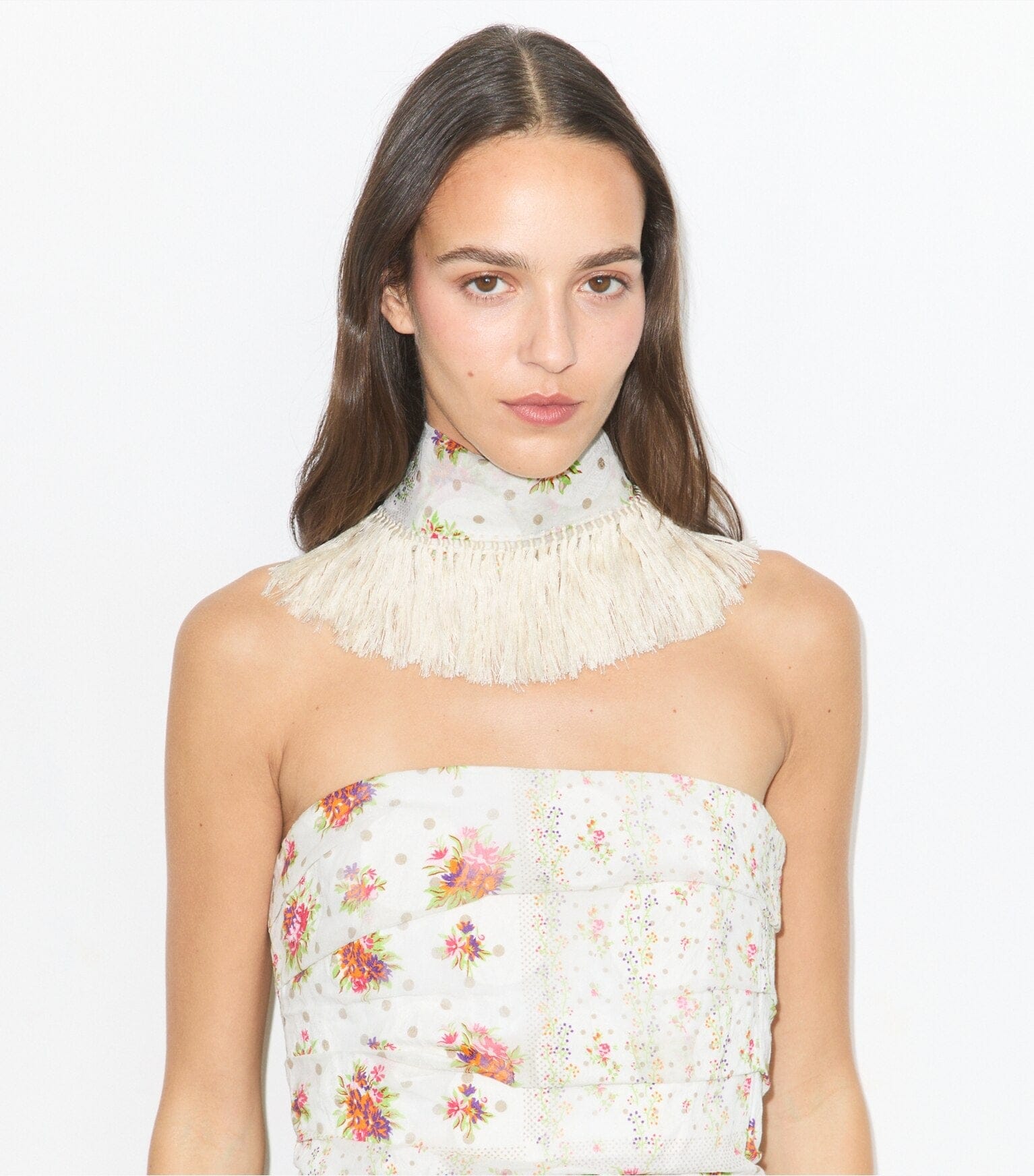 Polka Dot Floral Patchwork Fringe Neckerchief
