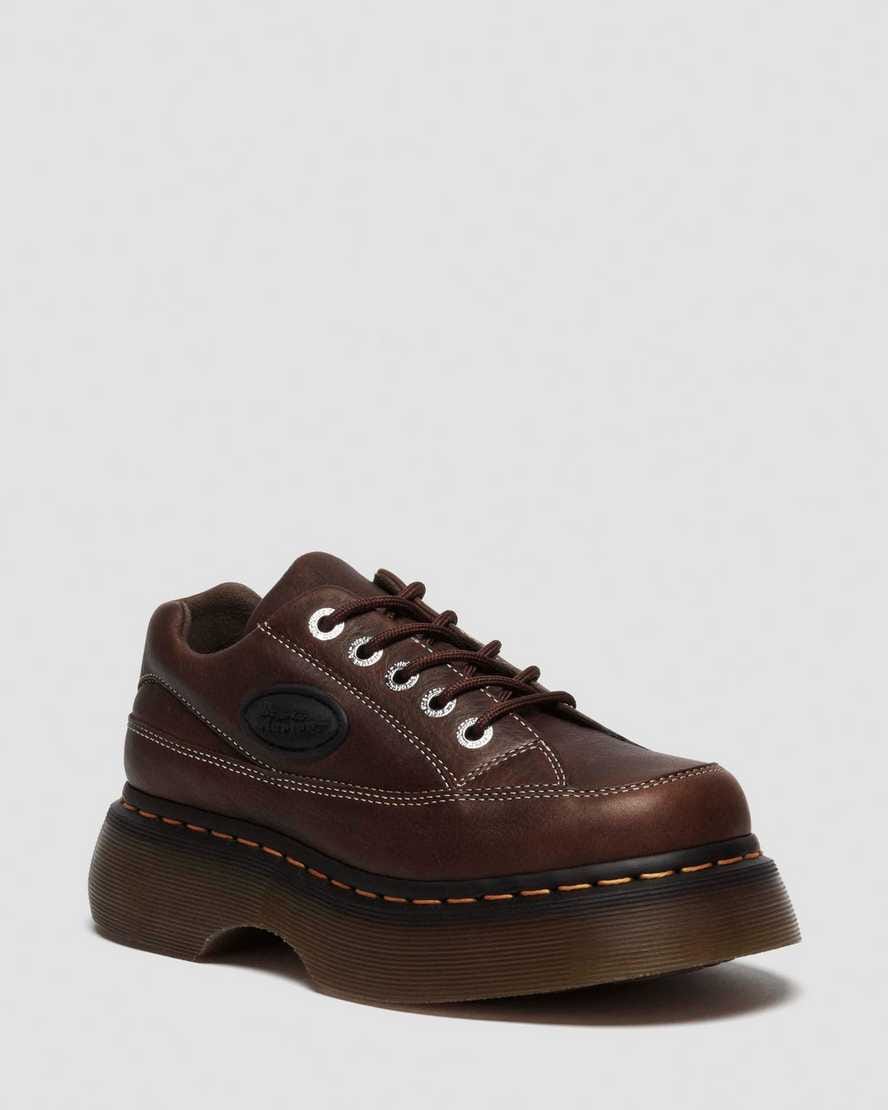 Buzz 5-eye Grizzly leather shoes — Dark Brown