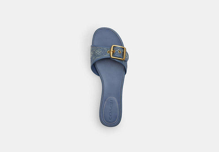 Margot Flat Sandal In Crystal Signature Denim