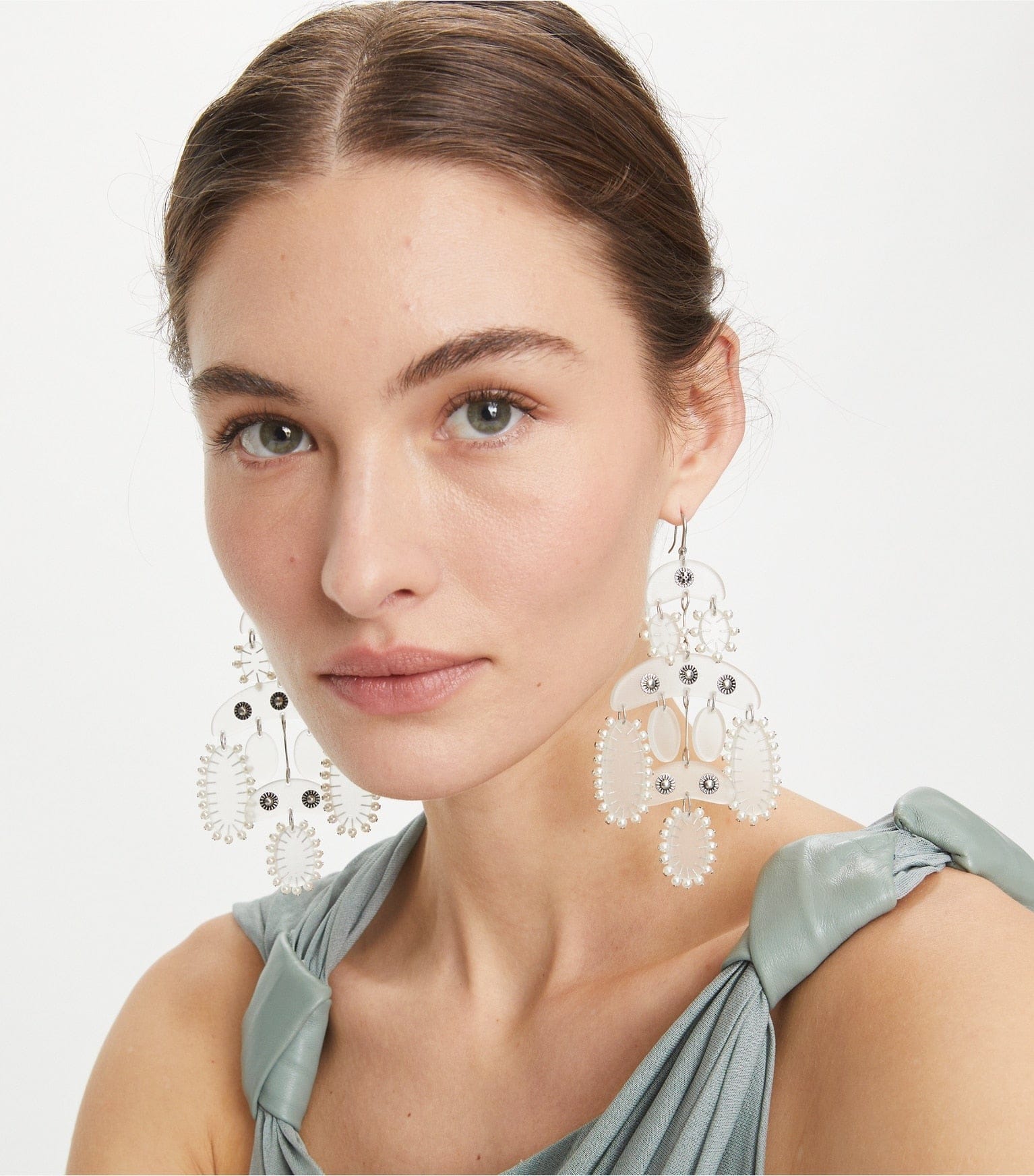 Abstract Beaded Chandelier Earrings