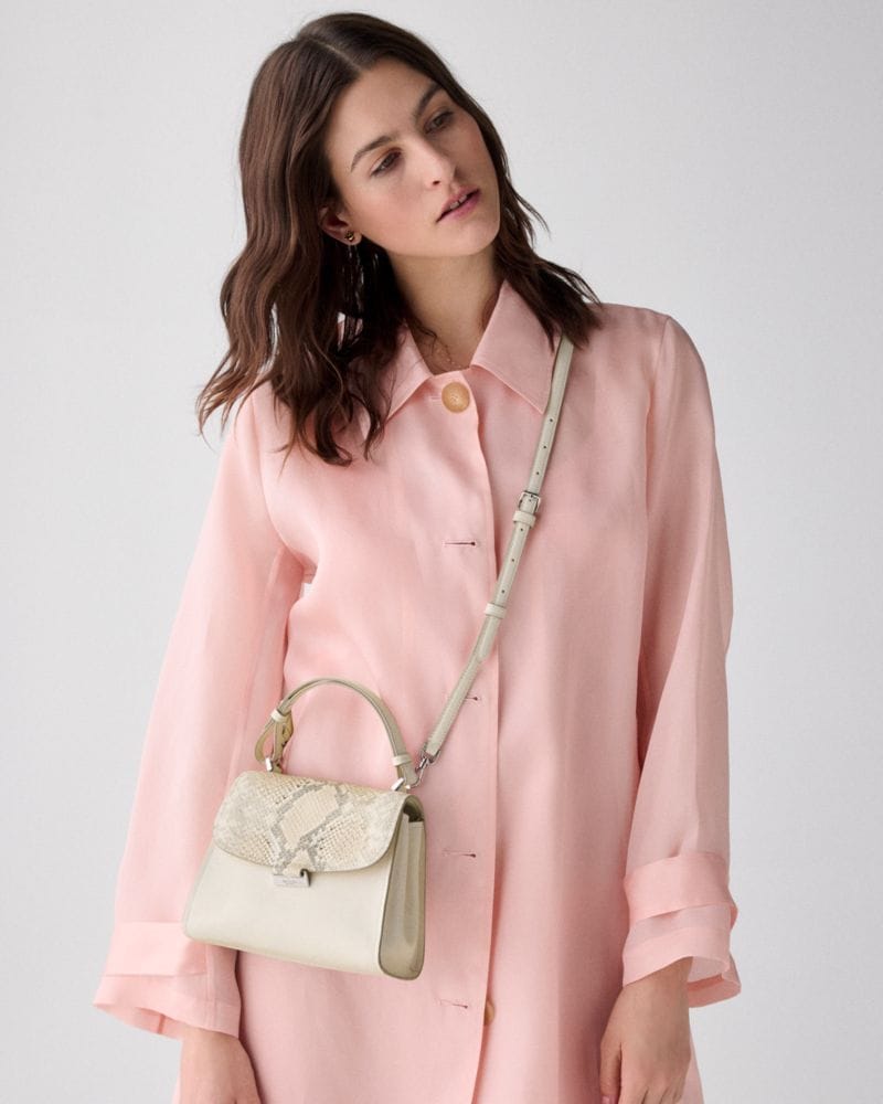 Riley Snake Embossed Small Top Handle Bag