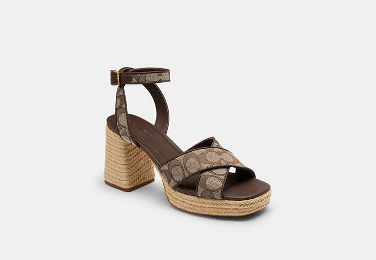 Block Heel Sandal In Signature Jacquard