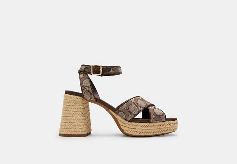 Block Heel Sandal In Signature Jacquard