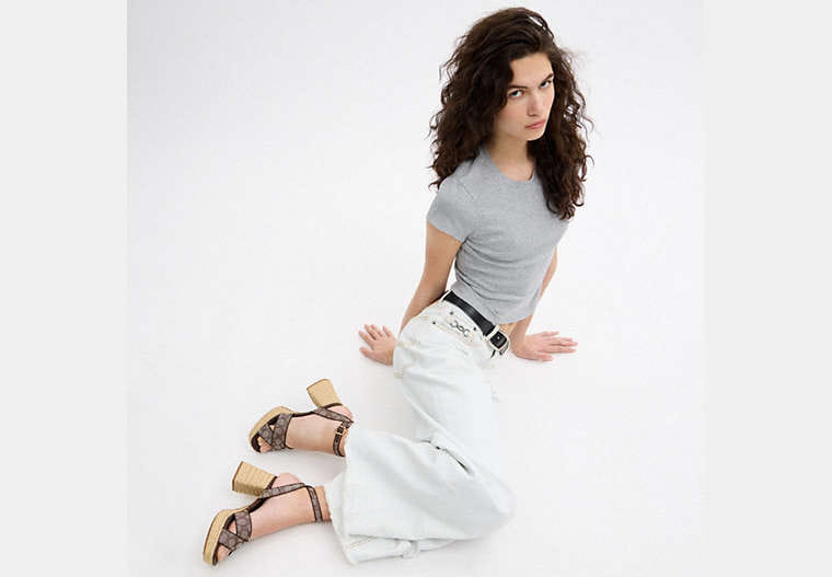 Block Heel Sandal In Signature Jacquard