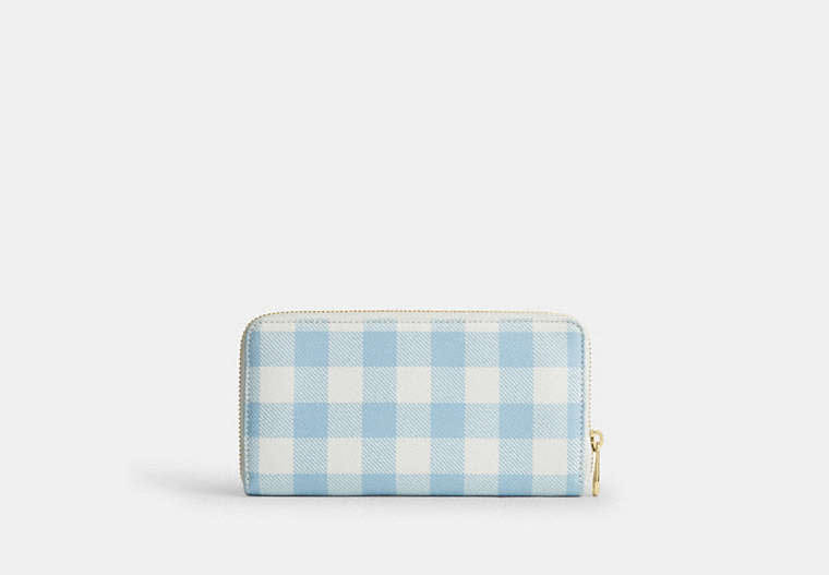 Long Zip Around Wallet With Gingham Print
