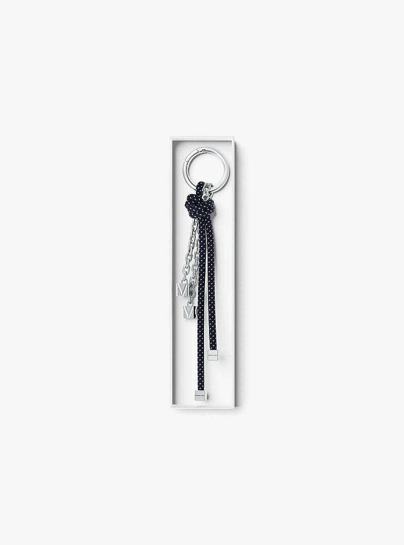 Silver-Tone and Speckled Cord Bag Charm