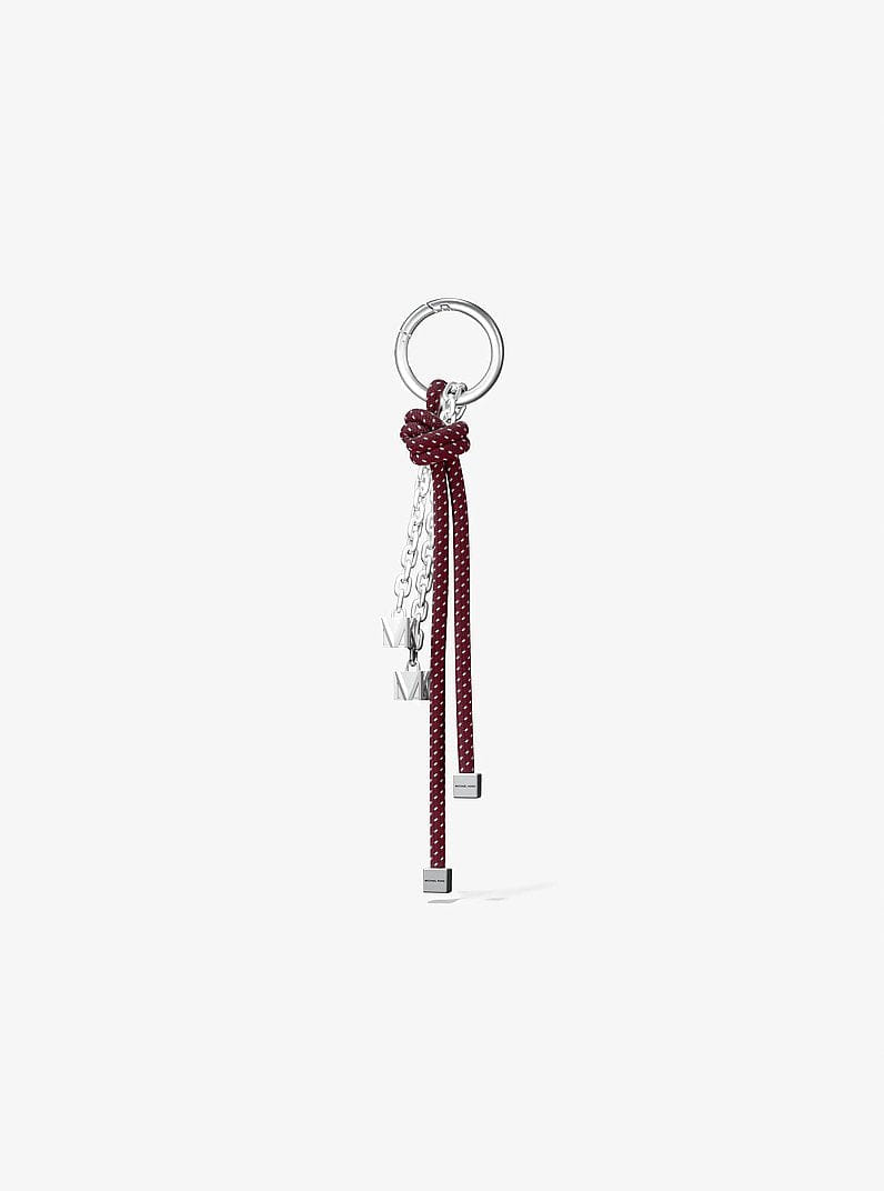 Silver-Tone and Speckled Cord Bag Charm