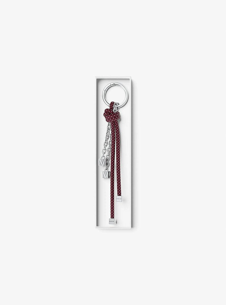 Silver-Tone and Speckled Cord Bag Charm