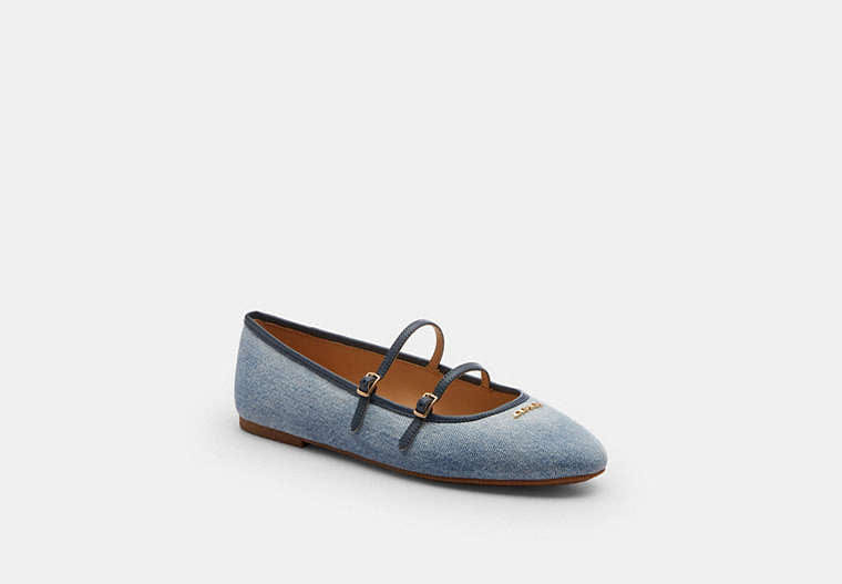 Double Buckle Mary Jane In Loved Denim