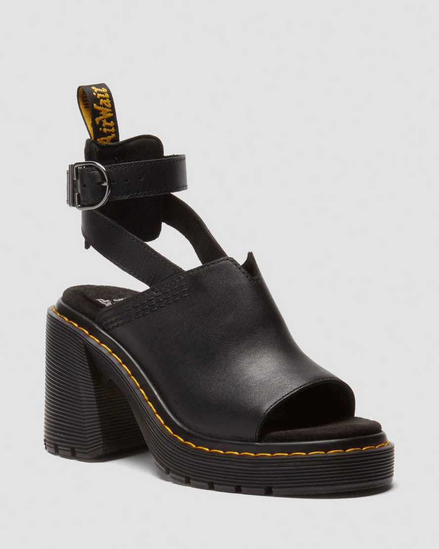 Millee Leather Open Toe Sandals — Black