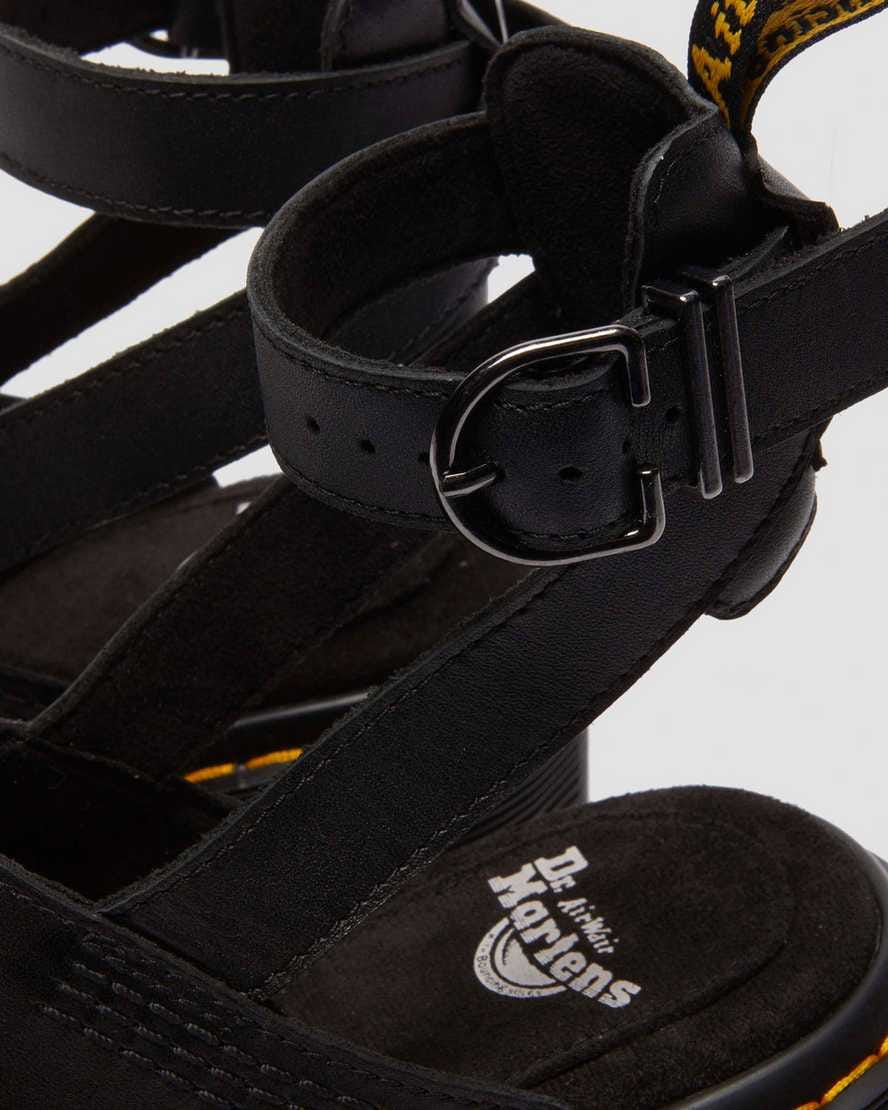 Millee Leather Open Toe Sandals — Black