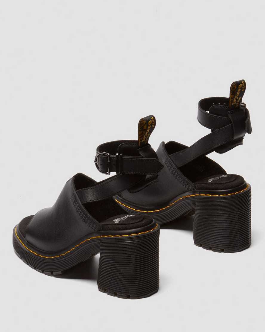 Millee Leather Open Toe Sandals — Black