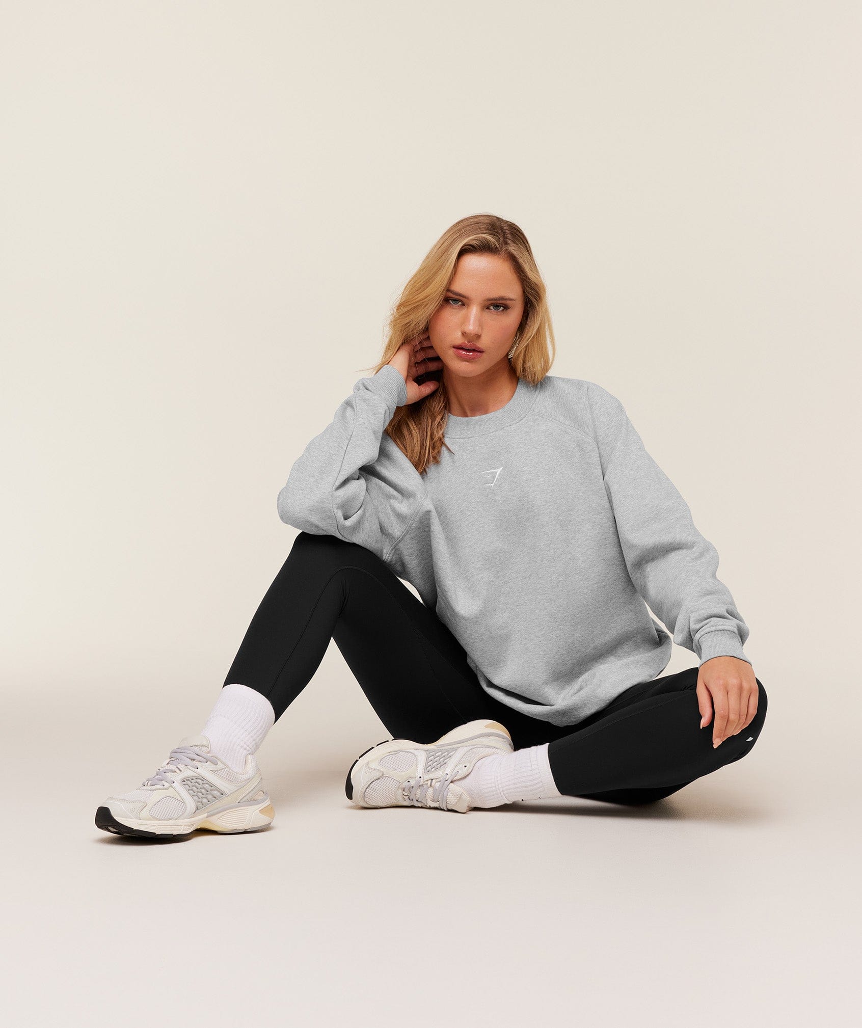 Gymshark Training Oversized Fleece Sweatshirt - Light Grey Core Marl