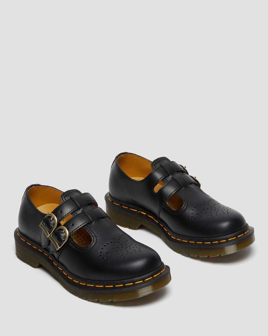 8065 Smooth Leather Mary Jane Shoes — Black