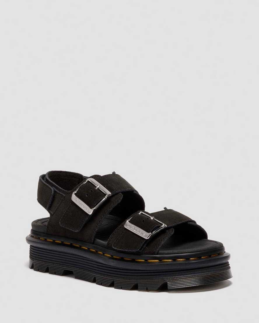 Zebzag Suede Platform Sandals — Black