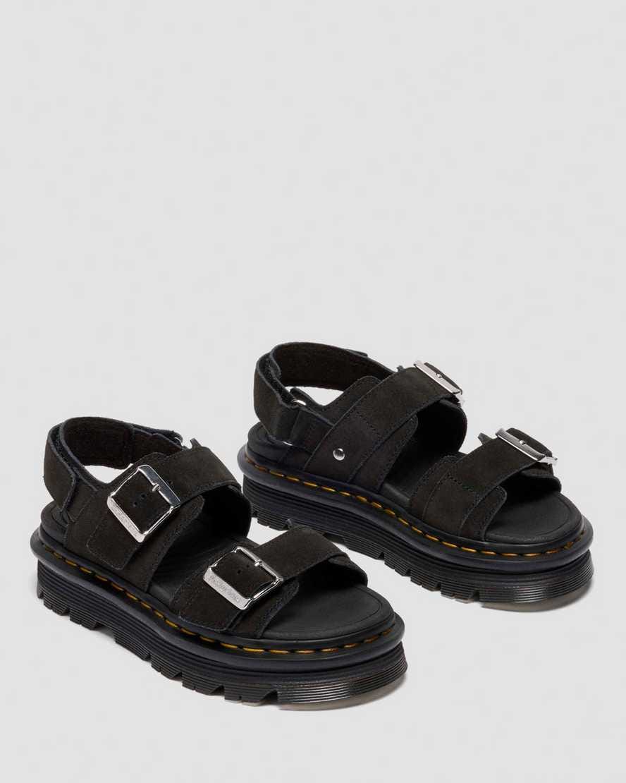 Zebzag Suede Platform Sandals — Black