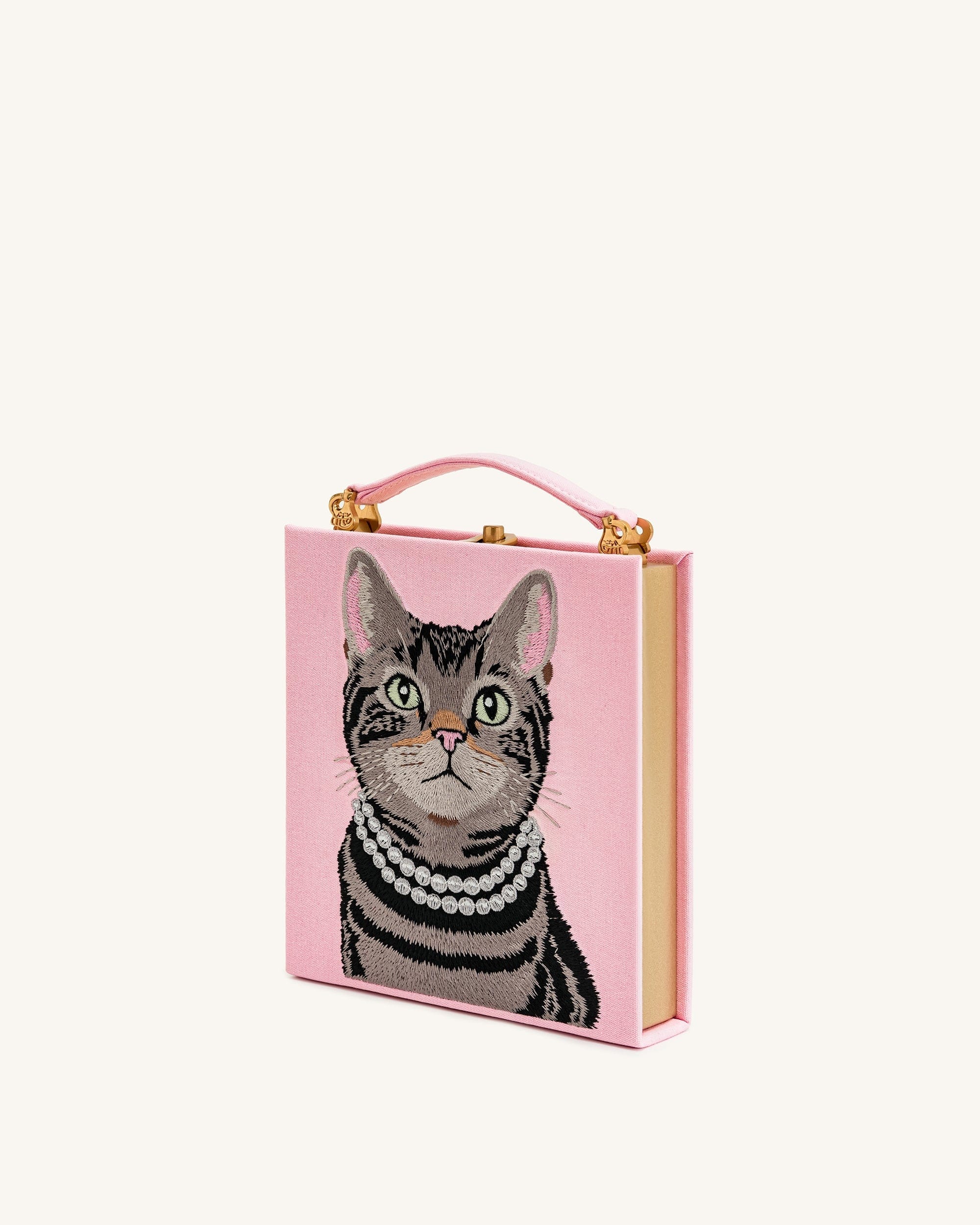 Jw Pei Taya Tabby Cat Pattern Book Shape Clutch Bag Pink