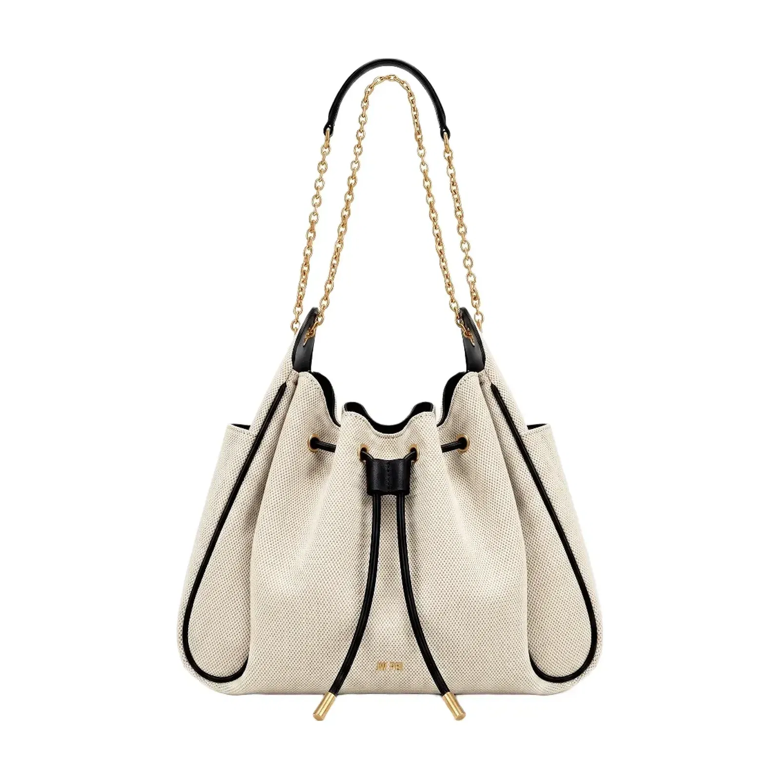 Jw Pei Rowan Ruched Drawstring Chain Bucket Bag Black Canvas