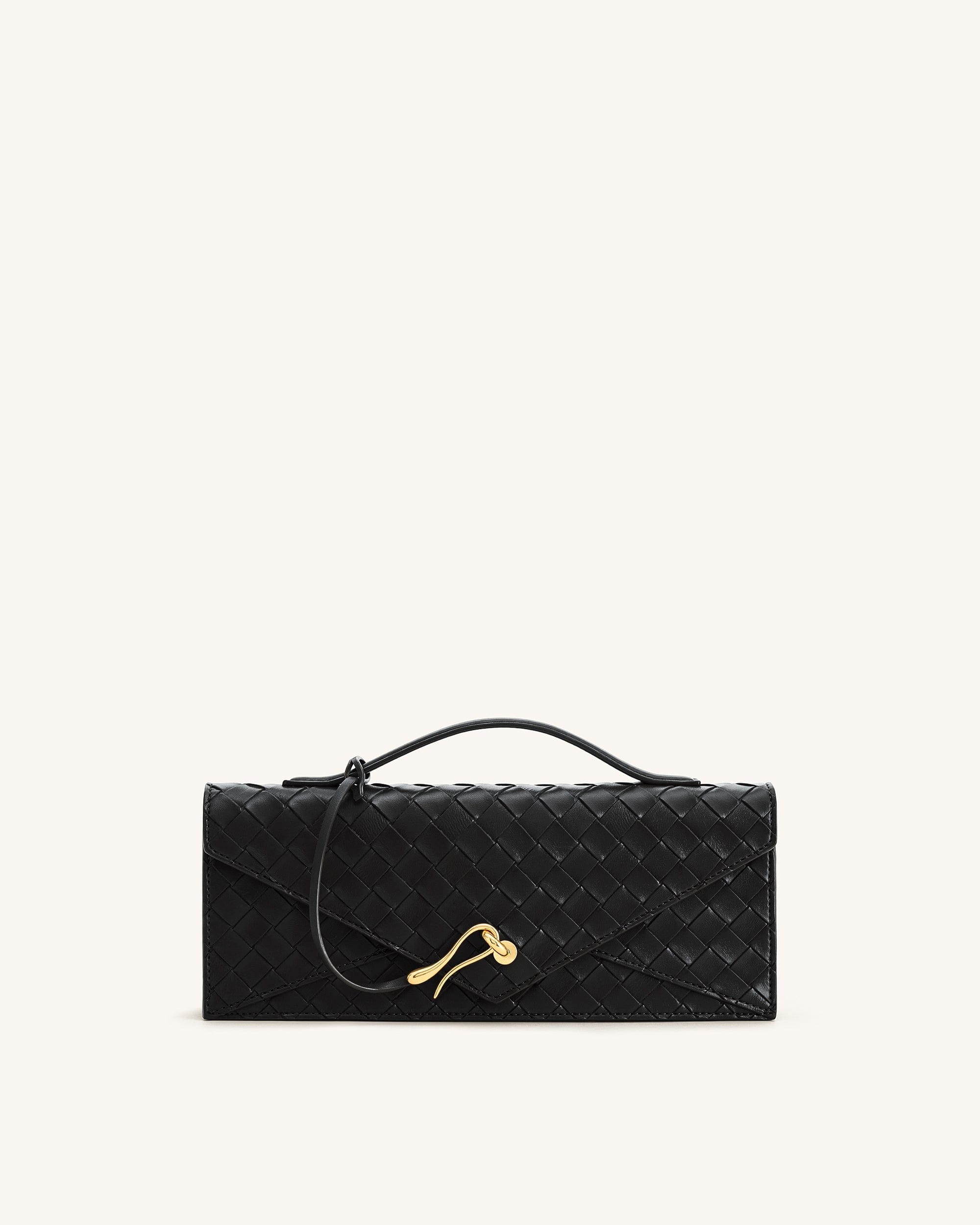 Jw Pei Celeste Woven Textured Envelope Top Handle Bag Black