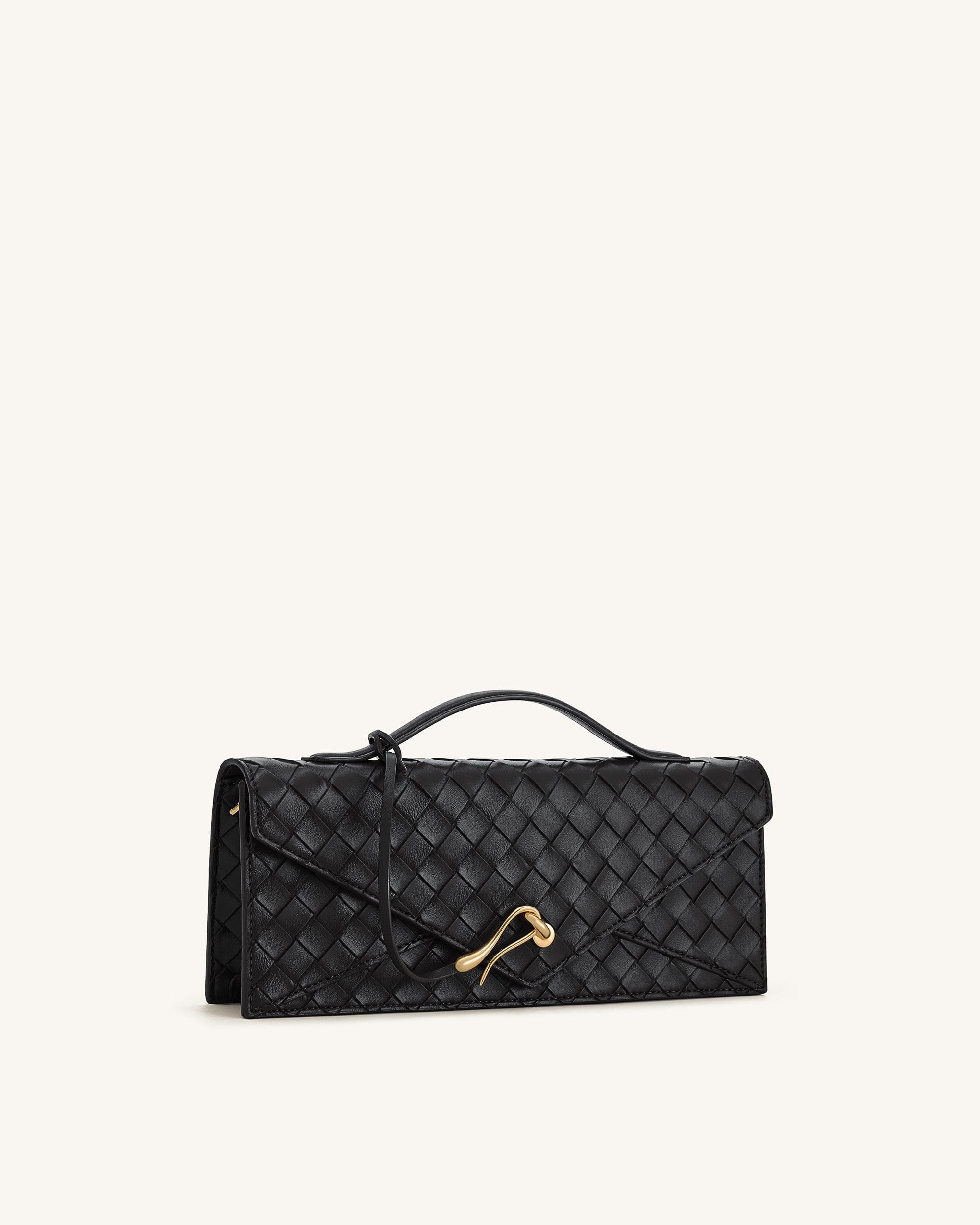 Jw Pei Celeste Woven Textured Envelope Top Handle Bag Black