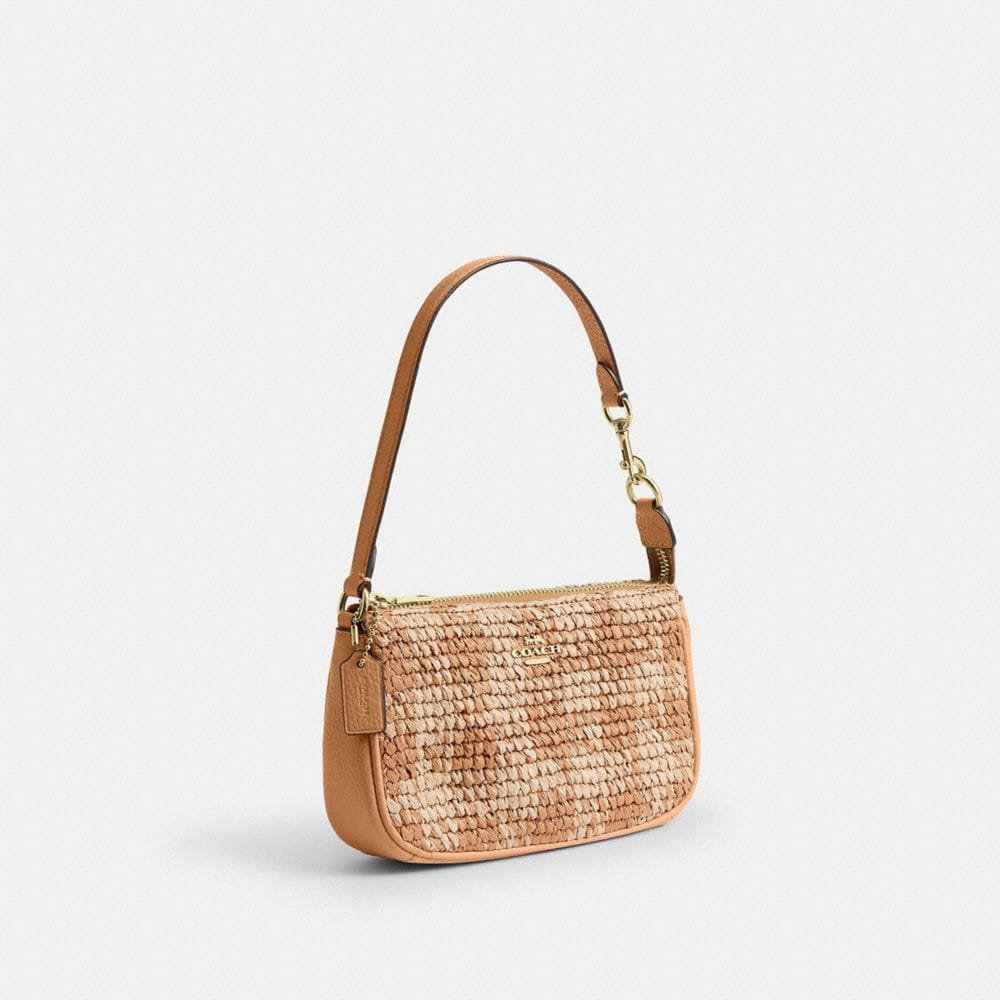 Coach Nolita 19 With Gingham Print Gold Tan
